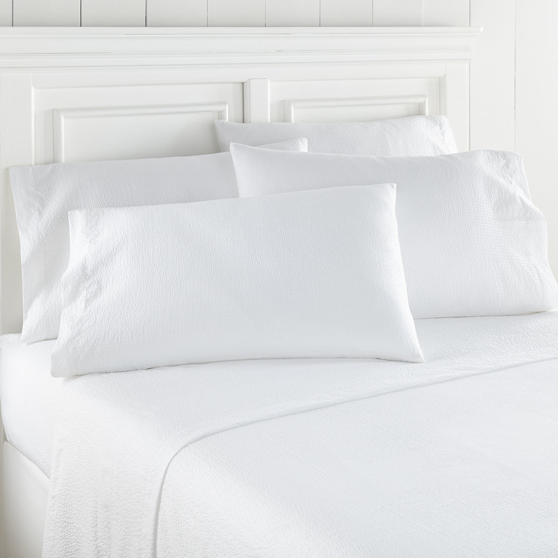 Seersucker Sheet Set, California King + 4 Pillowcases, White