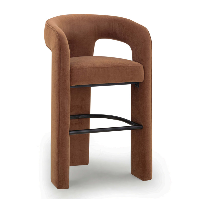 Malone Rust Red Performance Fabric Bar Stool, Bar Stool (29.7" Seat Height), Red