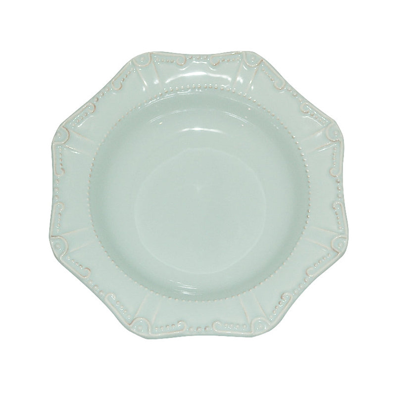 Isabella Pasta Bowl/Rim Soup - Ivory, Ice Blue