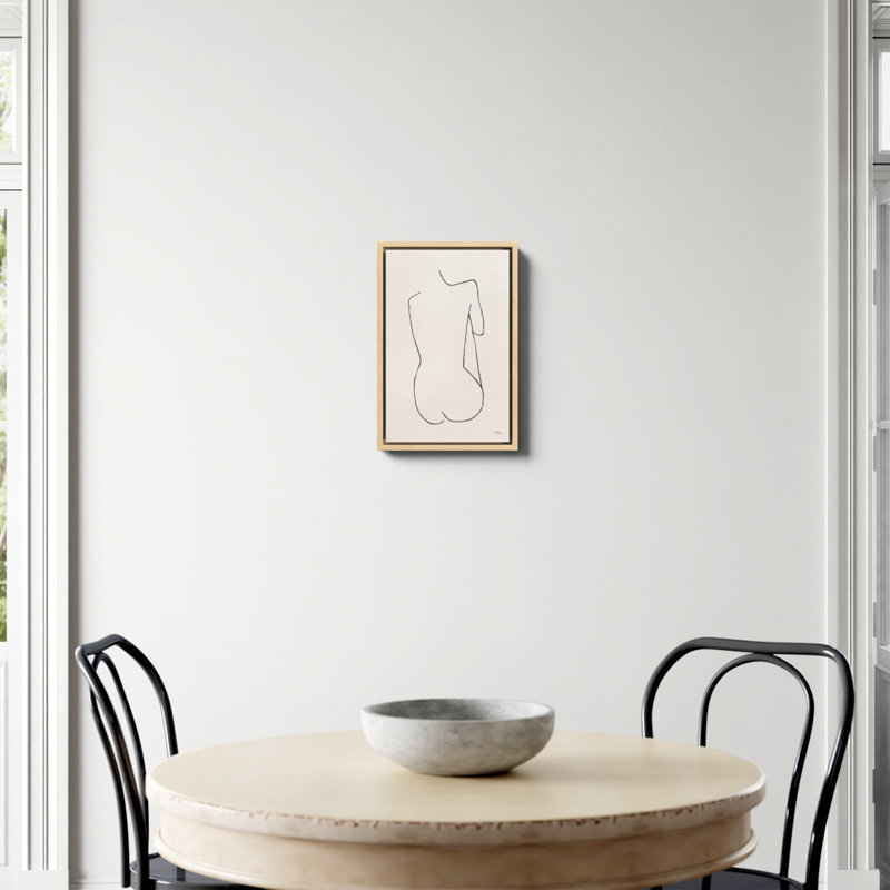 "Silhouette II crème", portrait sur toile, Non, H 18 po x l 12 po, Toile avec cadre flottant en érable
