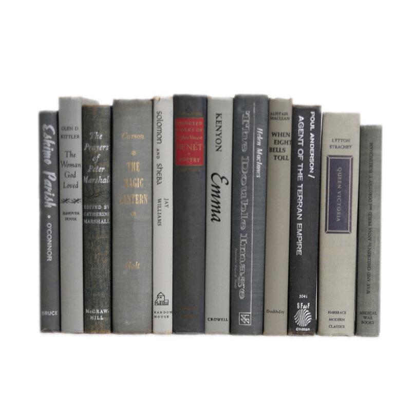 Livres décoratifs - Ensemble de livres en granit rétro - 1 pied de livres gris