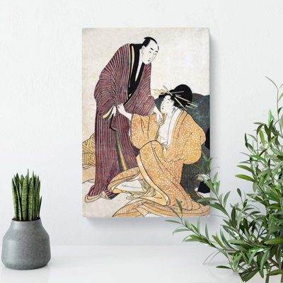 Parting Lovers by Kitagawa Utamaro - Wrapped Canvas Print