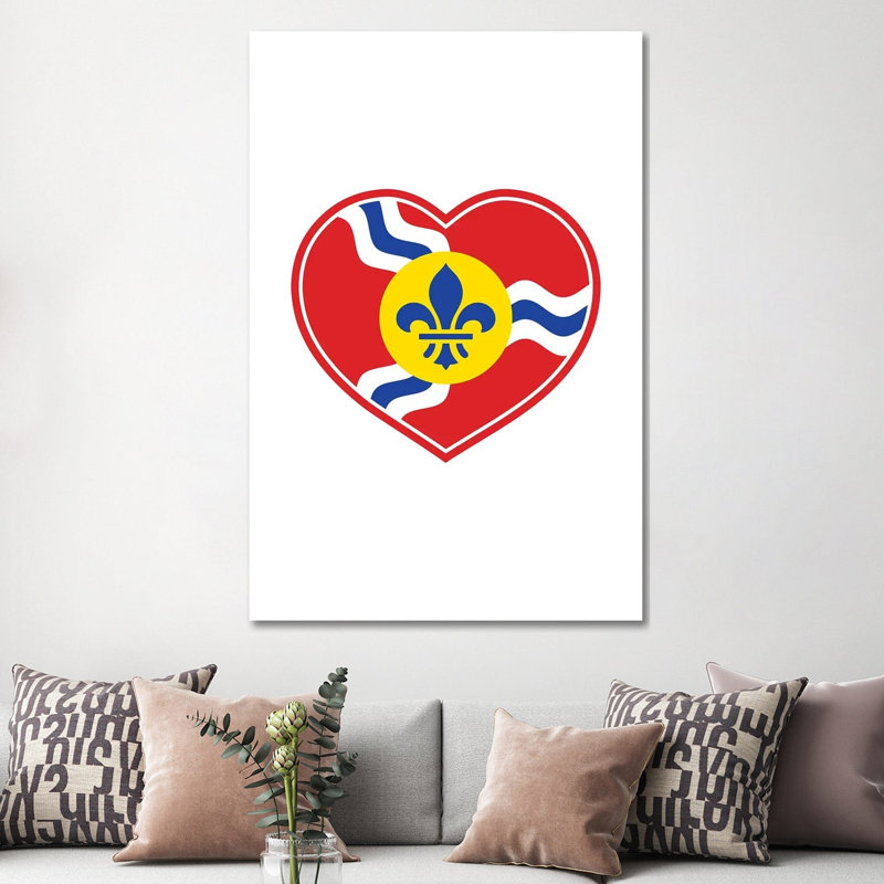 St. Louis Flag Heart by Benton Park Prints - Wrapped Canvas Gallery-Wrapped Canvas Giclée, 152.5 cm H x 101.5 cm W
