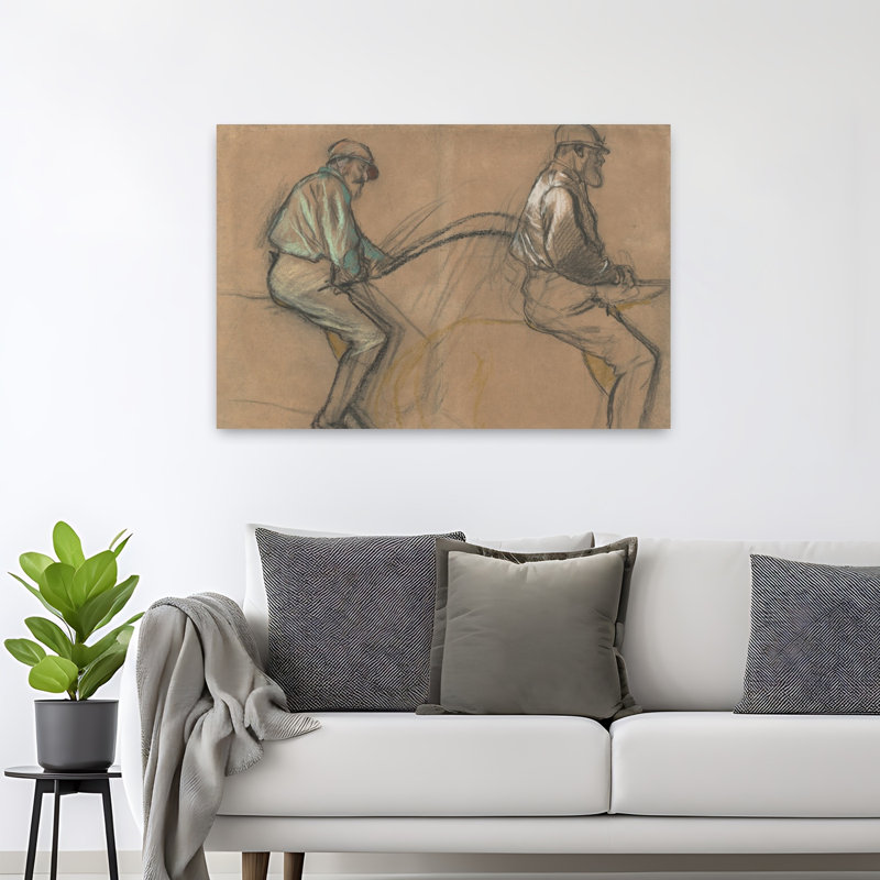 Deux études de jockey, vers 1884. Estampe d'art mural contemporaine abstraite impressionniste représentant un cheval.