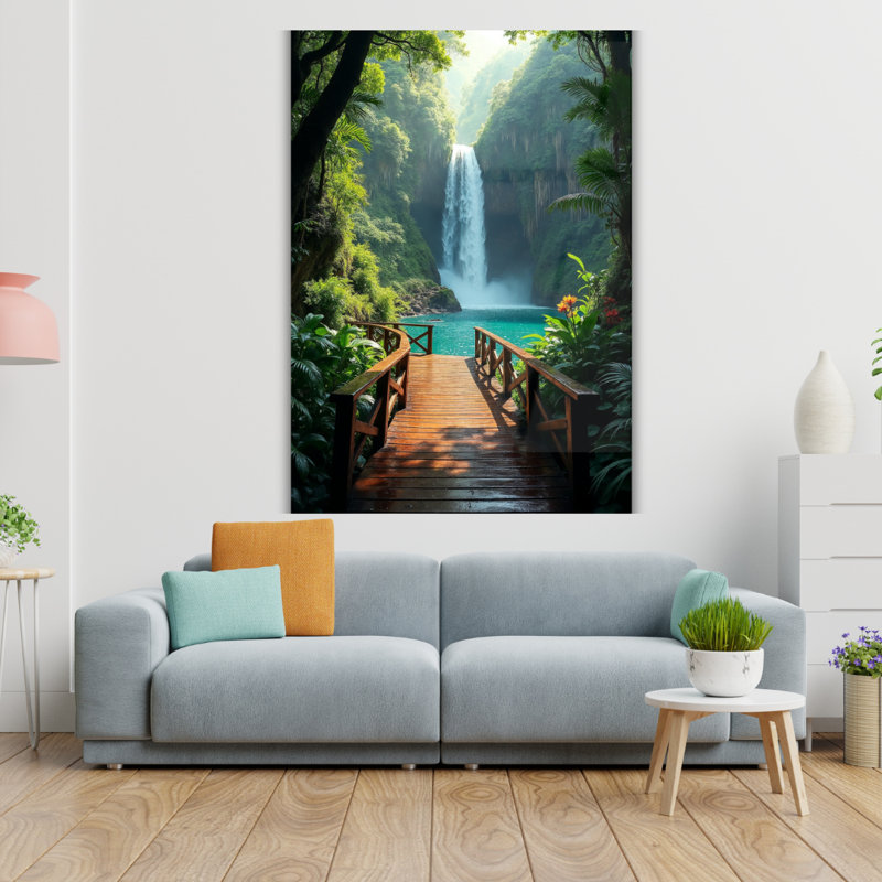 Art mural en verre trempé tropical, H 40 po x l 30 po