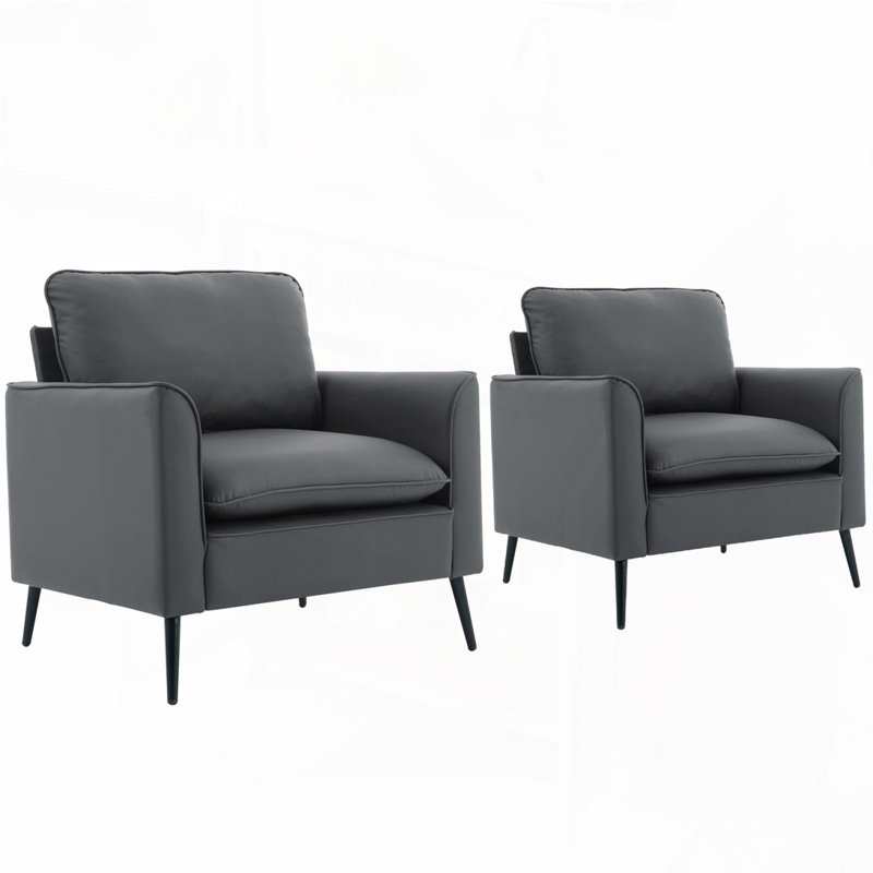 Fauteuil d'appoint en similicuir, fauteuil Clue, Gris clair