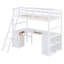 Lit mezzanine simple avec tiroirs, armoire, tablettes et bureau, lit mezzanine en bois avec bureau