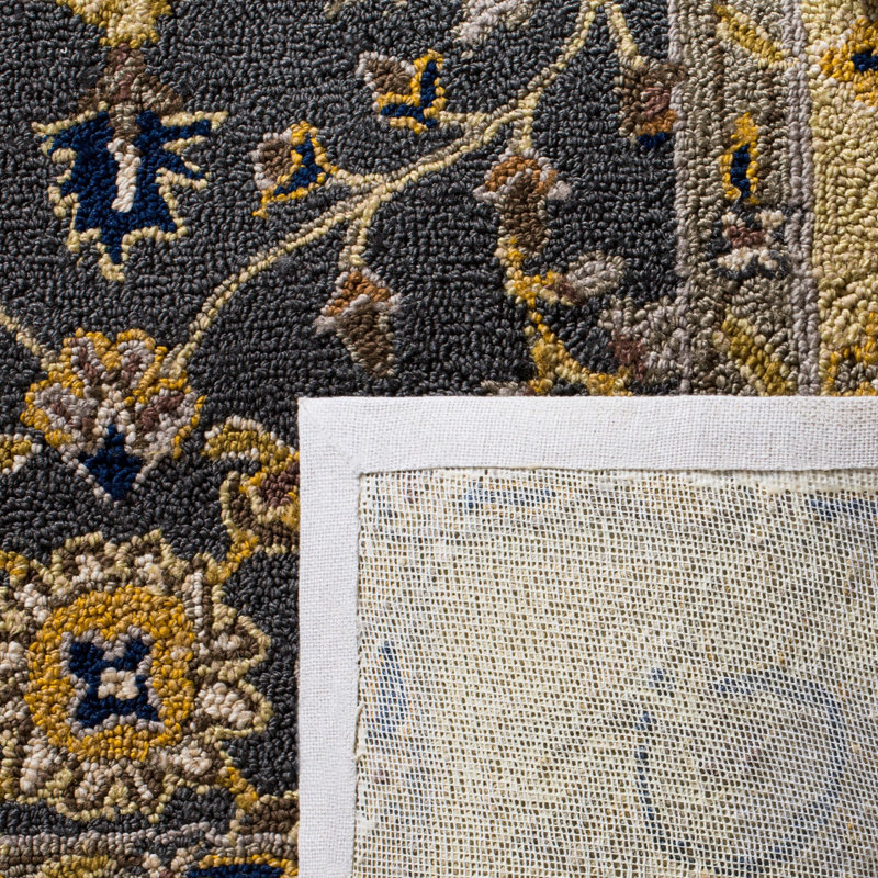 Tapis gris / crème crocheté à la main Driffield, Rectangle 4 pi x 6 pi