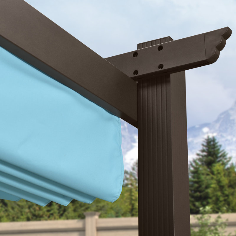 Pergola en aluminium mauve avec auvent, Kaki, H 96 po x l 144 po x P 118 po