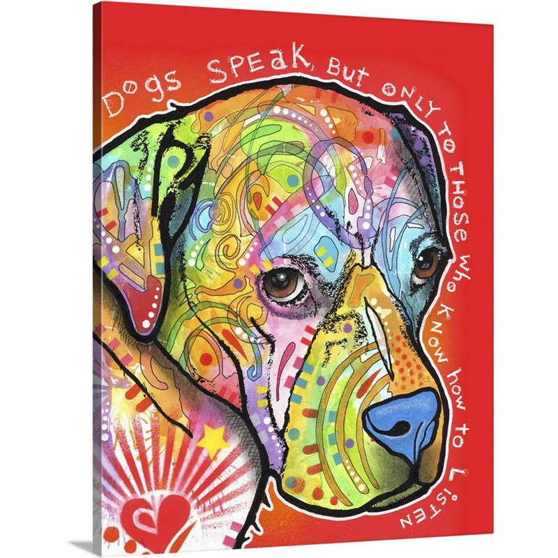 « dogs speak », impression sur toile, H 30 po x l 24 po x P 1,25 po