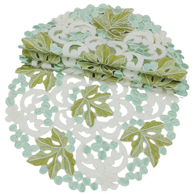 Vineyard Embroidered Cutwork Round Doily