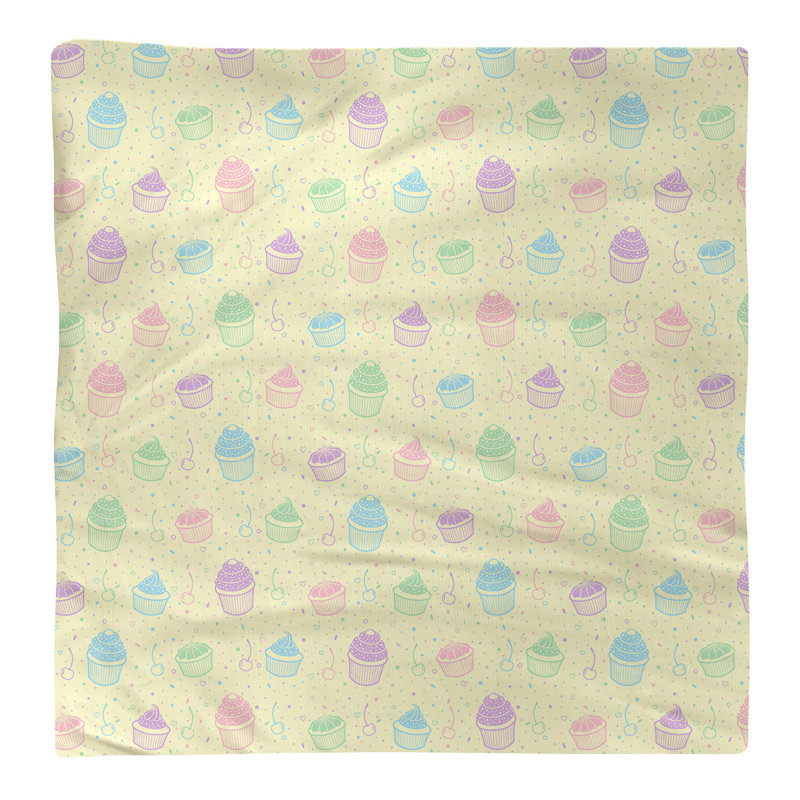 Serviette de coton à motif petits gâteaux classic, Jaune, Sergé de polyester, H 0,1 po x l 10 po x P 10 po