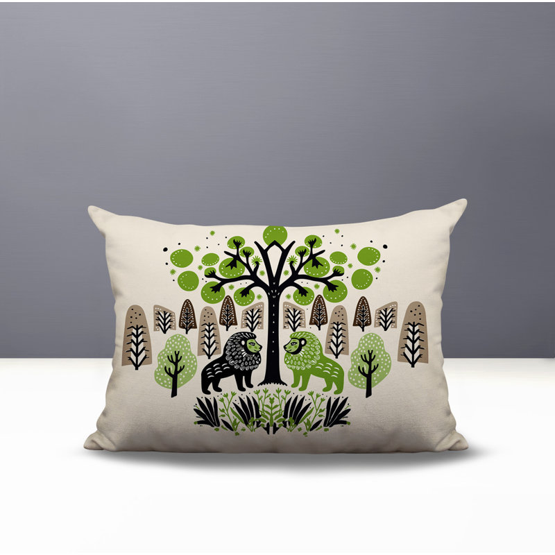 Oreiller rectangulaire intérieur / extérieur Comas Lion, Rectangle H 18 po x l 25 po, Chartreuse
