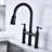 Matte Black Kitchen Faucet With Pull-Down Option - Dual Handle Switch For Accurate Water Control 360-Degree Rotatable High Nozzle Expanded Cleaning Space Brass Material Dependability Bridge Efficient