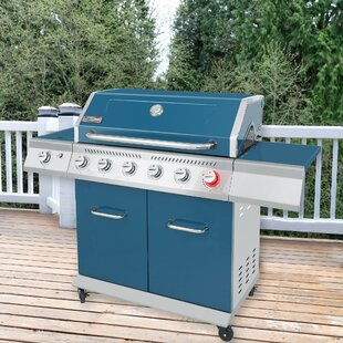 Royal Gourmet 6-burner Free Standing Liquid Propane 74000 BTU Grill with Side Burner and Cabinet