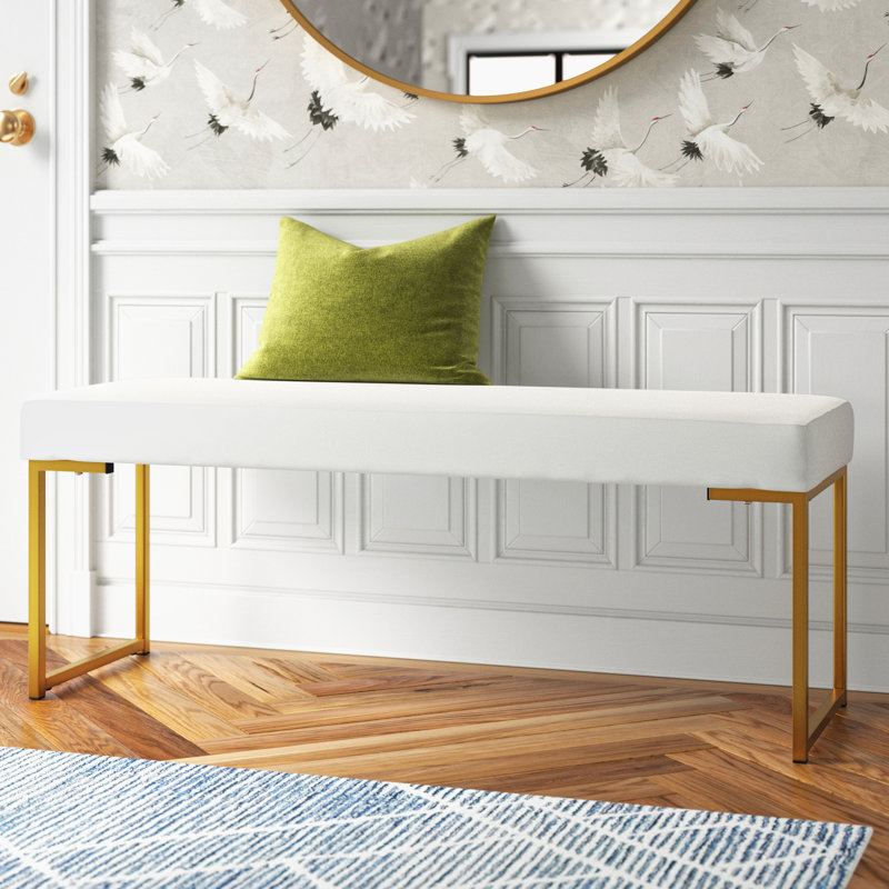 Aubreana Velvet Upholstered Bench, Off White