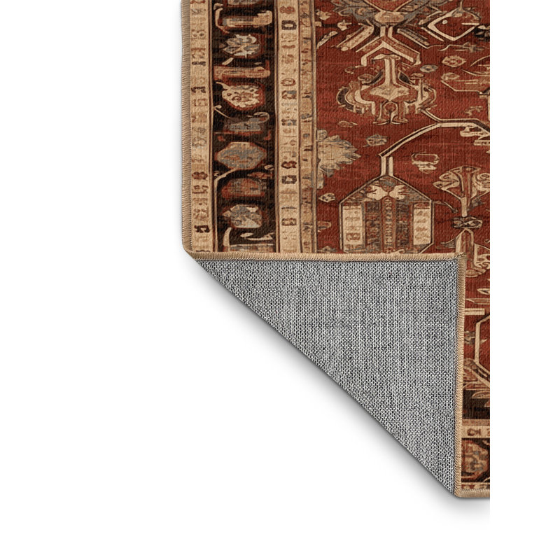 Tapis brun turc lavable à la machine, Rond 6 pi