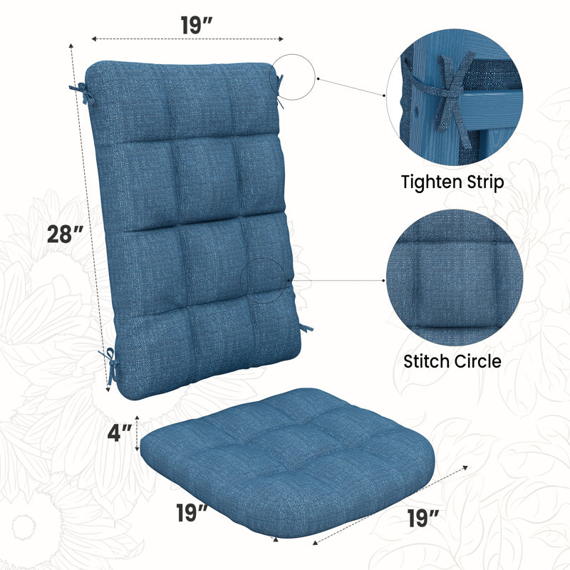  Wolak Outdoor Olefin Seat/Back Cushion for Patio Seats, Navy