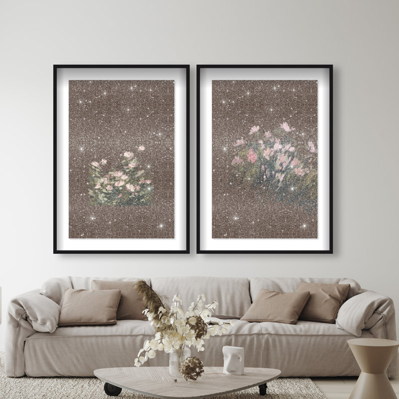 Secret Garden Set Shadowbox Floral & Botanical Print by Oliver Gal, Black Frame, 10 x 15, 37.5"H x 55.5"W, Black Shadowbox