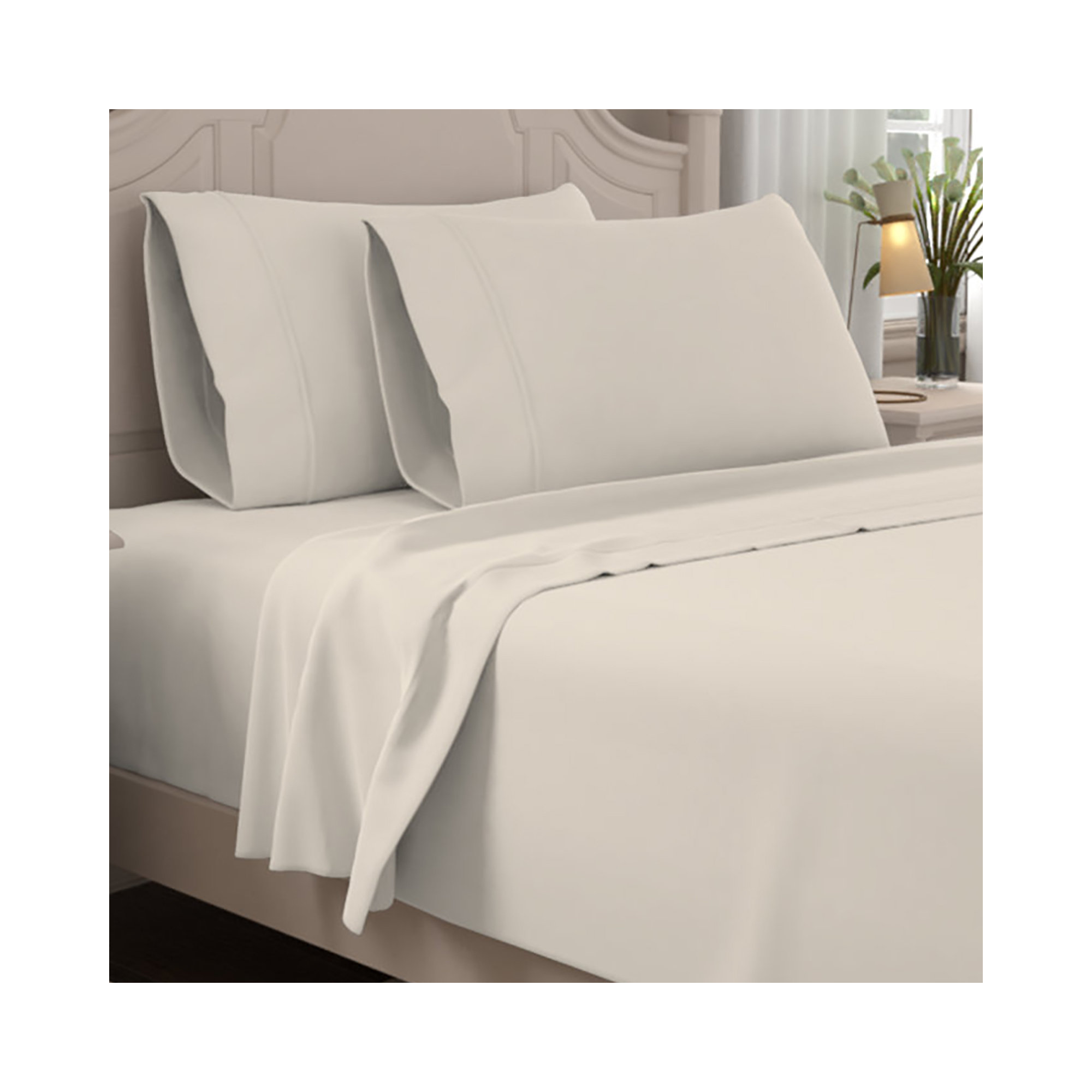 Ultimate Percale 100% Cotton 400TC Cool & Crisp Sheet Set, Twin Sheet Set with 1 Pillowcase, Ivory