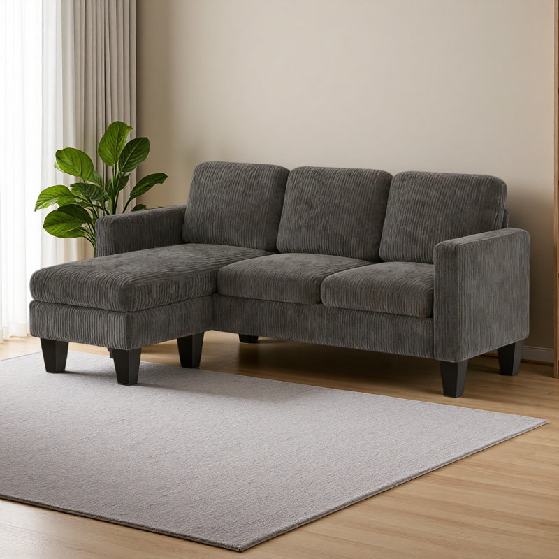 Nordic Style Sofa,Sectional Sofa,L Shaped Couch, Dark Gray Fabric