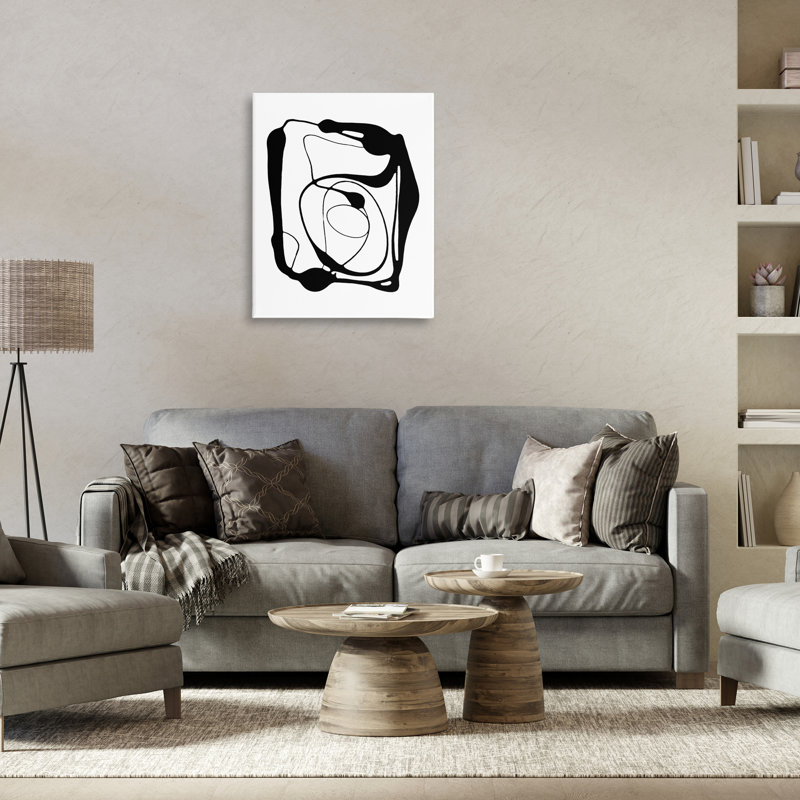 «Black Swirled figure», art mural par Lanie Loreth, H 30 po x l 24 po