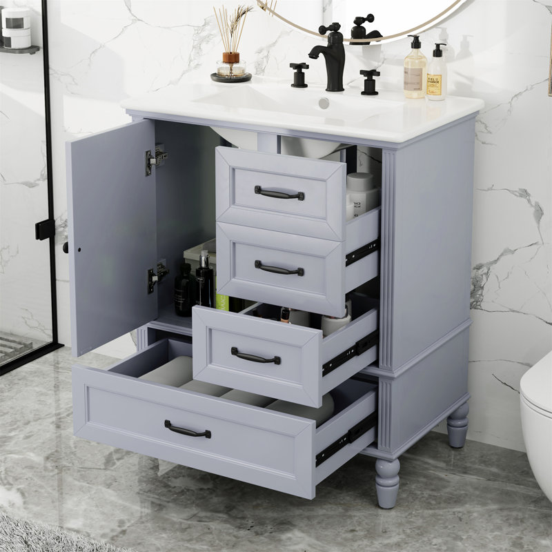 Meuble-lavabo 30 po avec lavabo, Gris