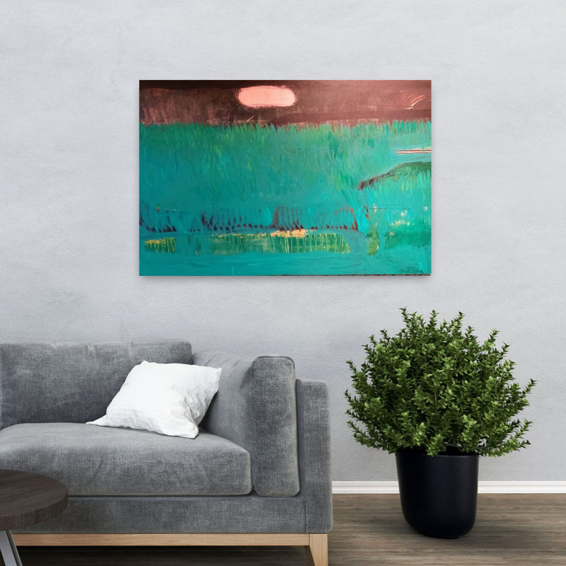 «Green Atmosphere», art mural contemporain abstrait, H 48 po x l 32 po