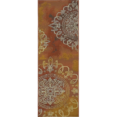Tapis intérieur / extérieur brun / or / gris Tatum