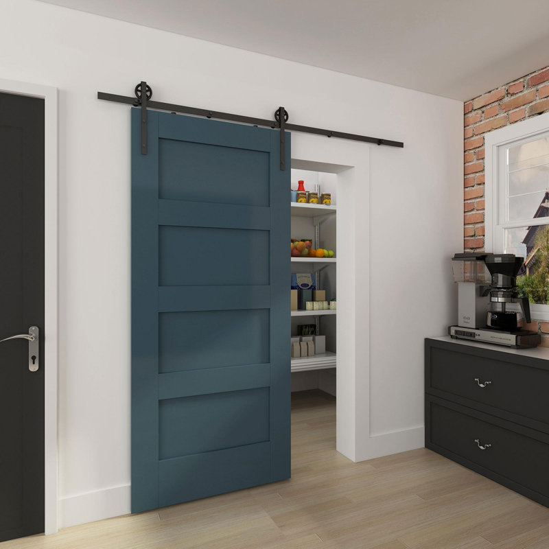 Satin Black Steel Barn Door Hardware Kit