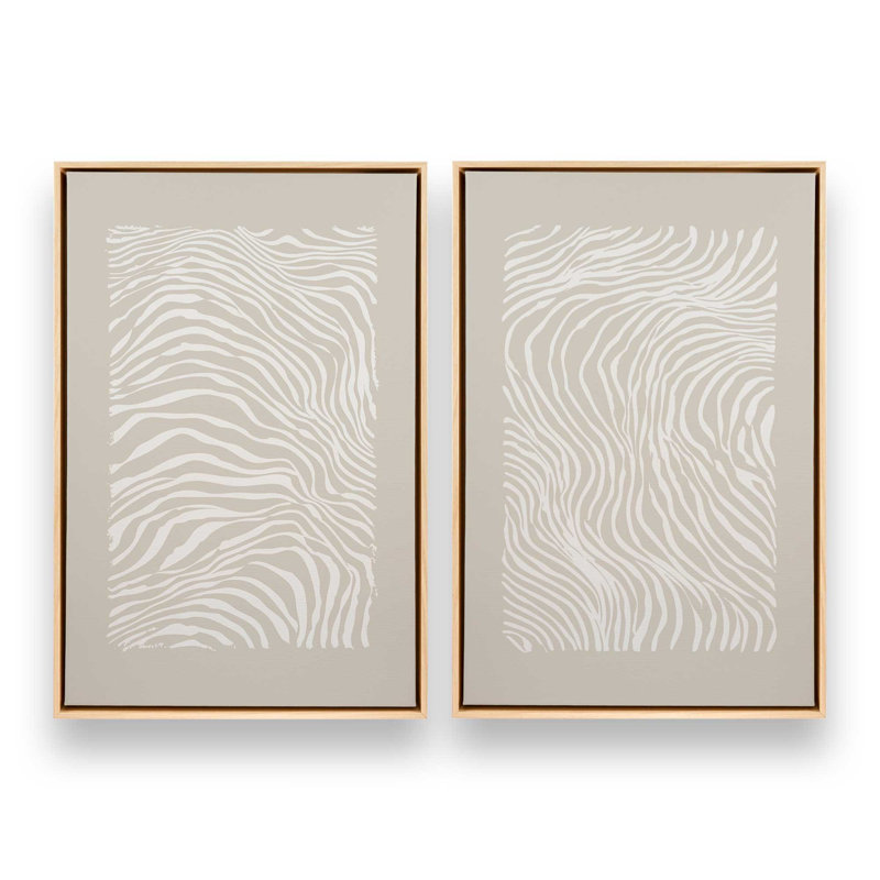 Whisper Lines Set of 2 Prints, 48" x 32", American Maple Floater Frame