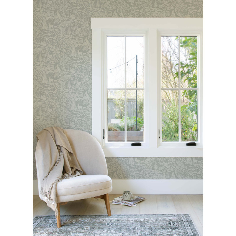 Le papier peint lavable Austin Forest Venture 27 po x 27 pi couvre environ 60 pieds carrés, Vert