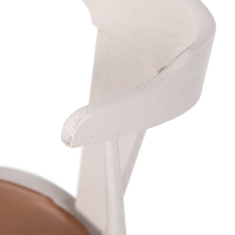 Ripley Dining Chair with Cushion, Whiskey Saddle, White