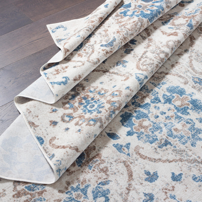 Tapis bleu / beige Bobb, Rectangle 3 pi 3 po x 4 pi 11 po