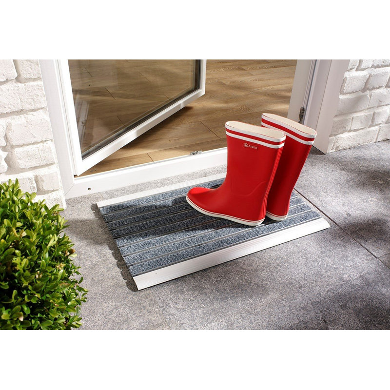 Non-Slip Striped Indoor Doormat, Silver