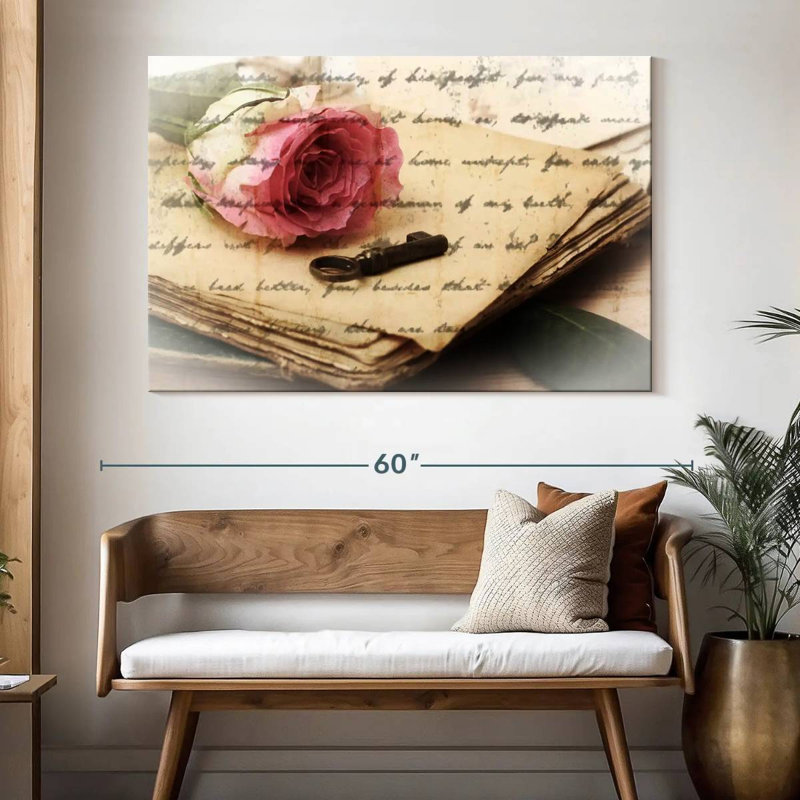 Hardie rose sur vieilles lettres, H 34 po x l 51 po
