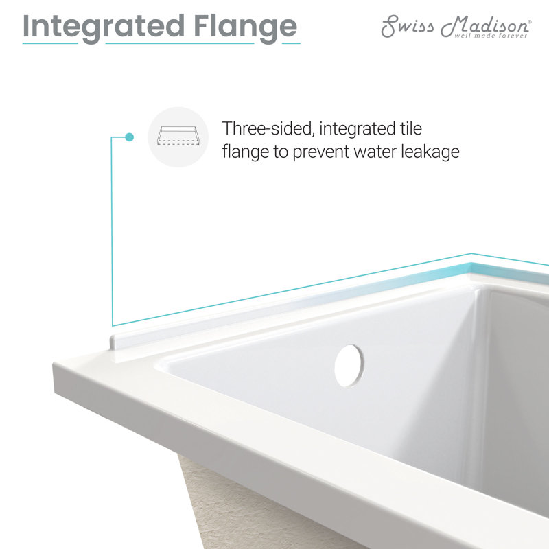 Voltaire 54" White Acrylic Alcove Bathtub with Left-Hand Drain