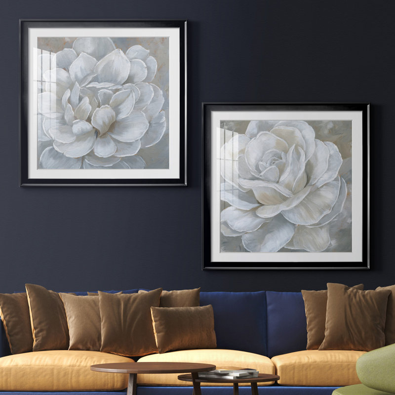 «Bombshell Bloom I», ensemble de 2 reproductions d'art sur toiles, H 26,5 po x l 53 po, Papier encadré noir, Noir