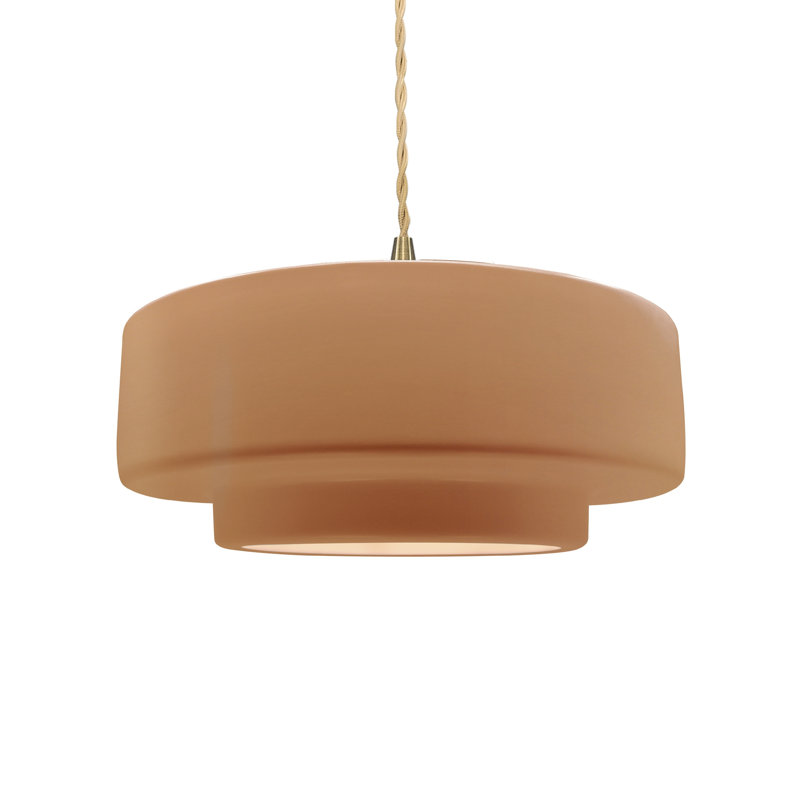 Luminaire suspendu à 1 lumière Meydan, H 5,25 po x l 14,5 po x P 14,5 po, Adobe / noir mat beige, Laiton brossé