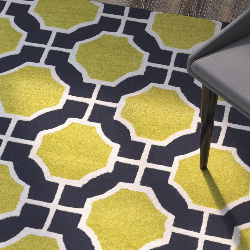 Tapis décoratif en laine Touffeté à la main à motif géométrique Kiuchi, Tapis de couloir 2 pi 6 po x 8 pi