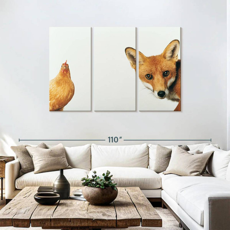 Brampt Chicken And Fox, 48" H x 74" W