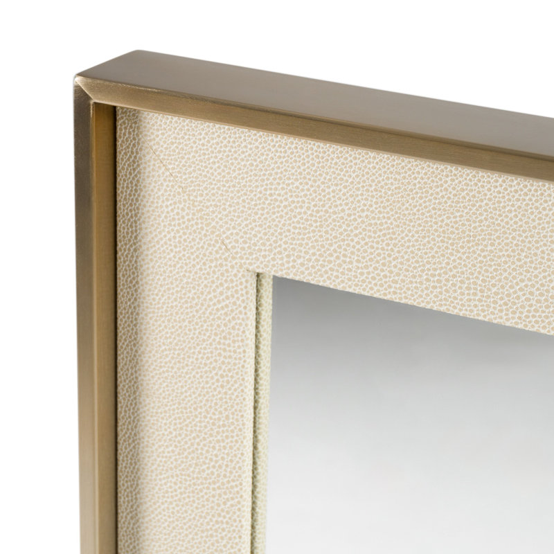 Calliann - Miroir moderne en laiton brossé chagrin beige moderne