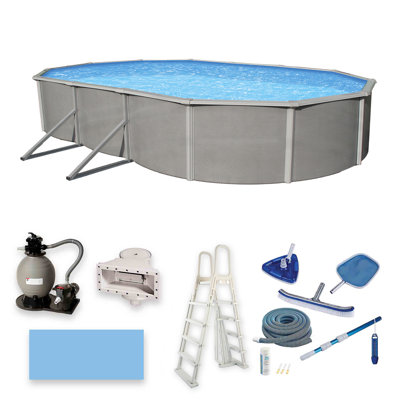 Piscine ovale de 18 pieds x 33 pieds de 52 po Blue Wave Belize