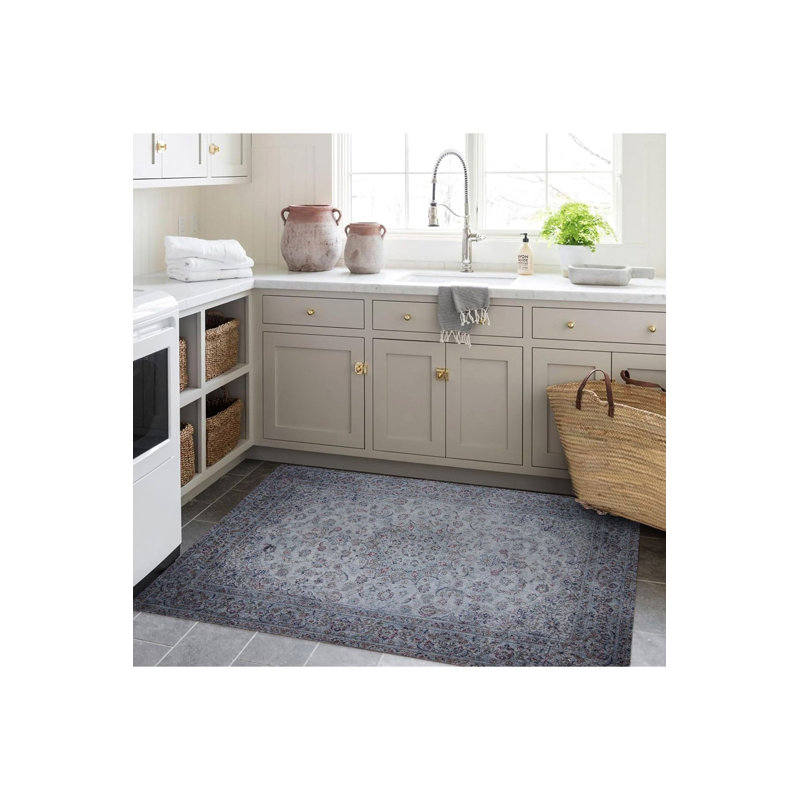 Tapis gris lavable à la machine, Rectangle 3 pi 3 po x 4 pi 11 po