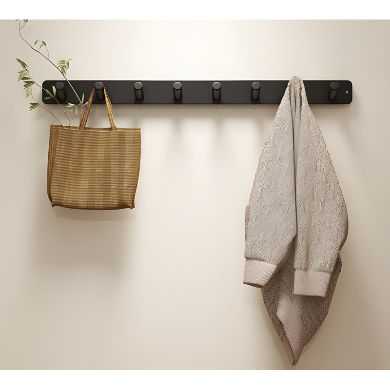Wall-Mounted Bamboo Hook Rack
