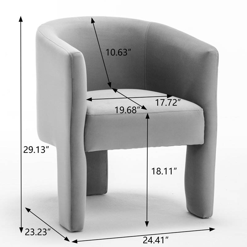 Chaise courbée en velours 29,13 po de hauteur, Gris