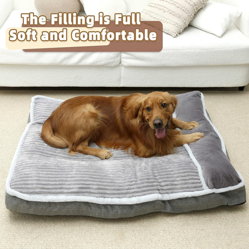 Large Gray Chew Resistant Dog Bed with Pillow