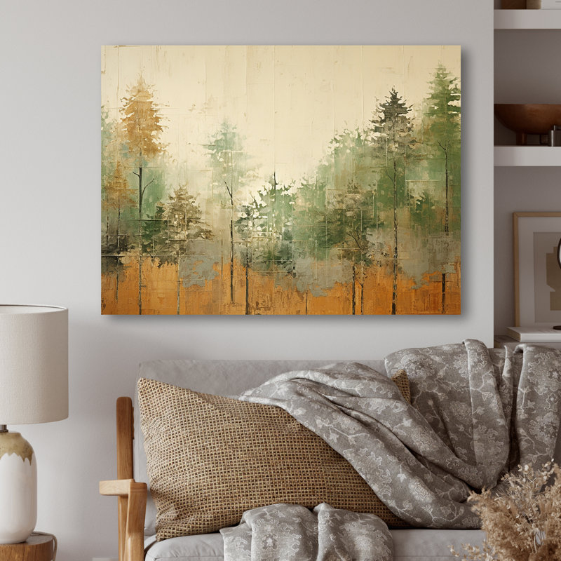 Art mural en métal vert vert beige et forêt sauvage I - Tachisme MT136197, H 30 po x l 40 po x P 1,5 po