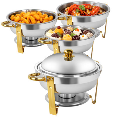 Ensemble de 4 chauffe-plat ronds, ensemble de 4 chauffe-plats pour buffet