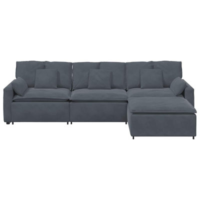 Modular Sofa Dark Grey Velvet (100% Polyester) Oversized Modular